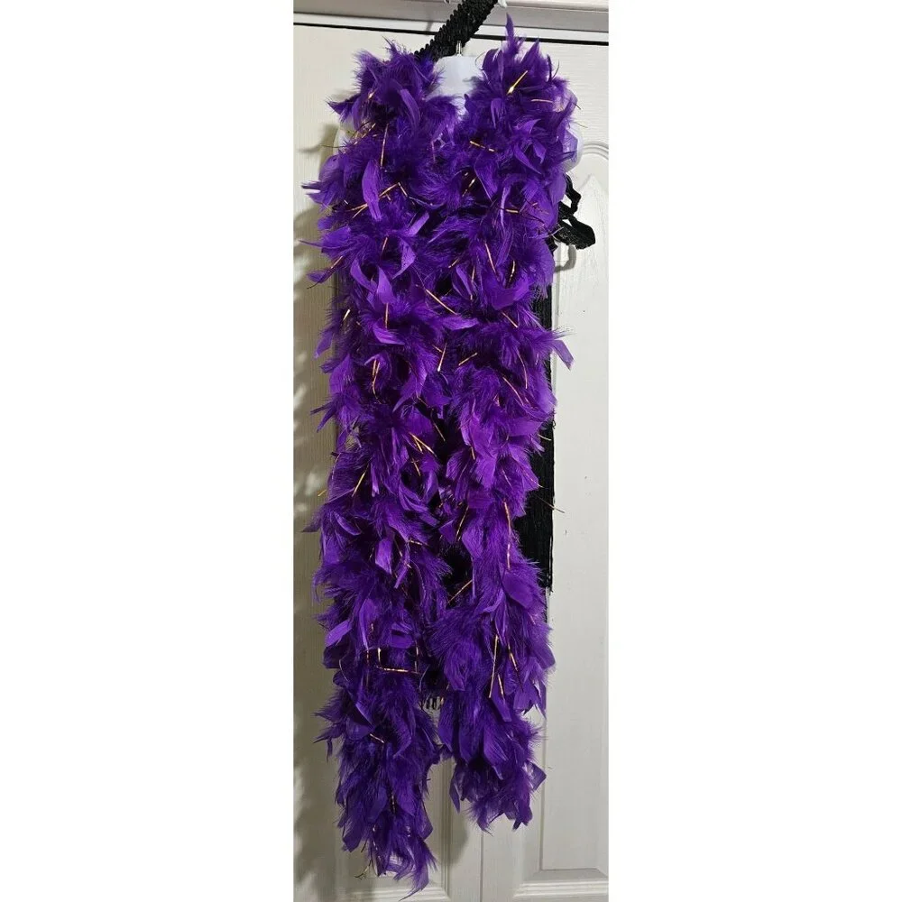 Girls Roaring 20s Flapper Costume Dress Feather Boa Headband Pearls 1920s Kids